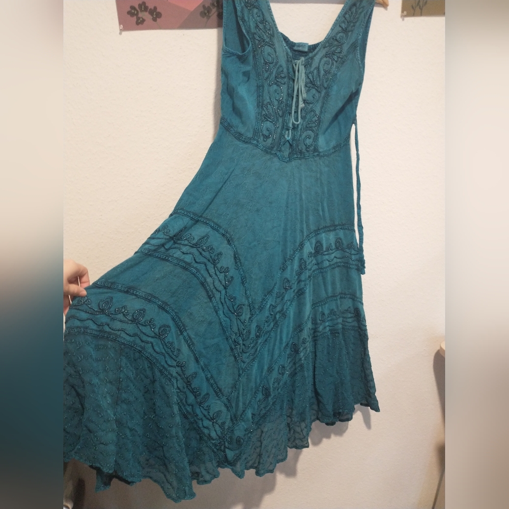 Sakkas Sundara Advance Apparels Stonewashed Rayon Embroidered Dress - Picture 3 of 7
